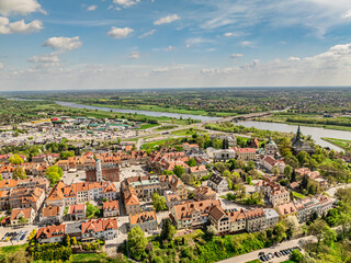 Architektura i panoramy Sandomierza, Polska, Świętokrzyskie, Sandomierz wiosną, Słoneczna pogoda