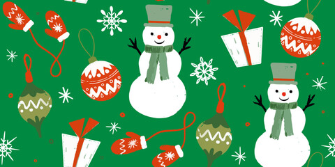 Beautiful hand drawn christmas elements seamless pattern.
