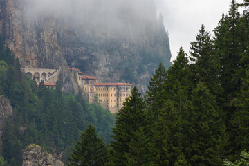 Sumela Monastery and forest covered hills