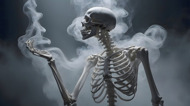 Human skeleton symbolizes mortality, death, illness