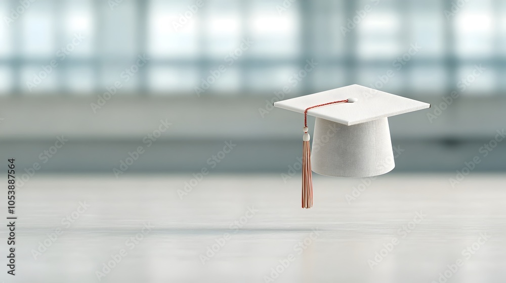 Aufkleber floating graduation cap in serene empty space symbolizing academic achievement and intellectual mile