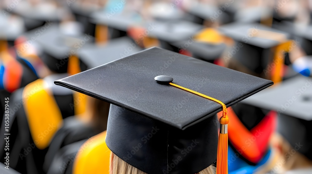 Leinwandbilder focused graduation cap with blurred background and empty space conceptual image representing academi