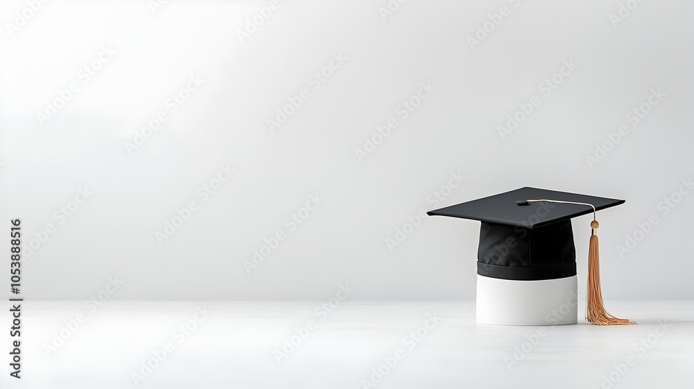 Fototapete graduation cap floating against light background with empty space in the middle symbolizing academic