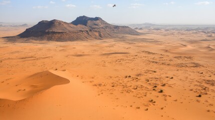 Fototapeta premium Vast Desert Landscape with Mountainous Horizon