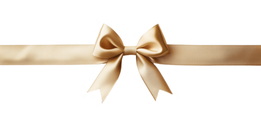 Beige ribbon with a bow on white, perfect for crafting or gift wrapping