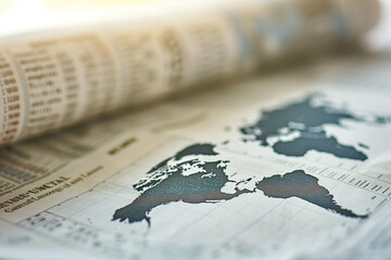 Obraz premium World Map on Newspaper