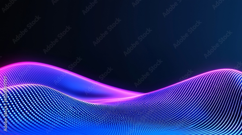 Poster symbolizing data particles in a technological environment, each one containing a unique bit of infor