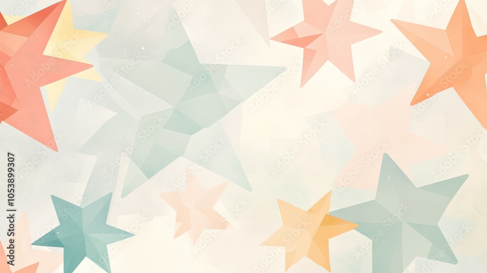 Fototapete a modern holiday greeting card featuring a bold geometric star pattern in soft pastel colors, creati