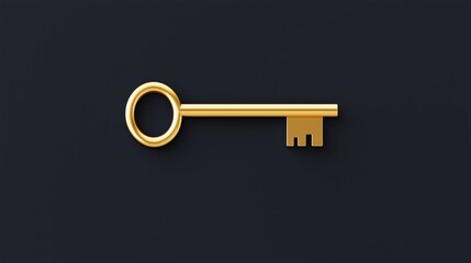 Golden key with a minimalist design, symbolizing access to luxury and exclusivity.
