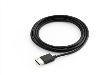 Isolated USB type C cable on white background. Clipped path included.