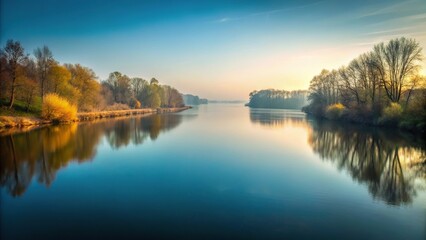 River flowing peacefully through lush green landscape