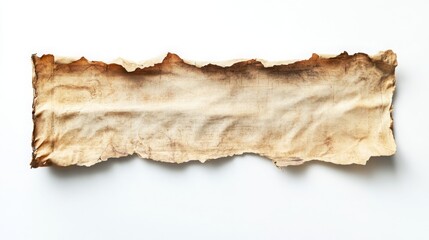 Fototapeta premium A weathered piece of parchment with irregular edges, showcasing a classic, vintage appearance, ideal for artistic or historical projects.