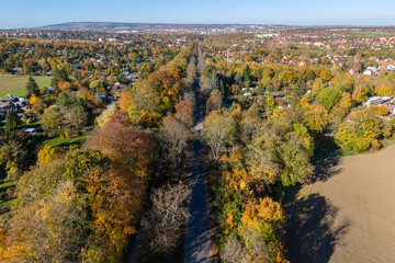 Luftbildaufnahme Schloss Belvedere bei Weimar im Herbst