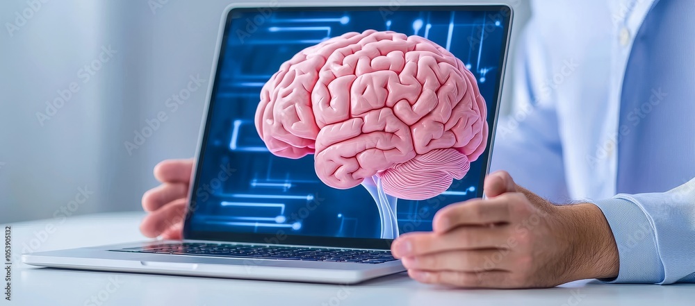 Poster the ai stock image depicts a business woman using ai technology for data analysis, programming compu