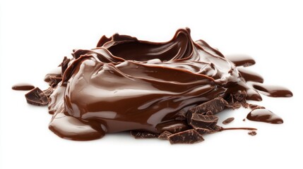 Fototapeta premium Creamy chocolate spread artfully swirled and melted, showcasing its rich texture and deliciousness, perfect for desserts or a sweet treat.