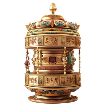 recommend clip art: Decorative Golden Prayer Wheel with Ornate Design