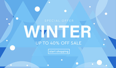 Creative Winter Sale. 3D Background Patterns and Abstract Design for Advertising, Web, Social Media, Posters, Banners, Covers. Offering 40% Discount. Vector Illustration.