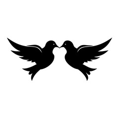 Obraz premium Silhouette Love Birds with Wings Spread Icon
