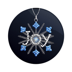 Blue and White Snowflake Joy Ornament Icon