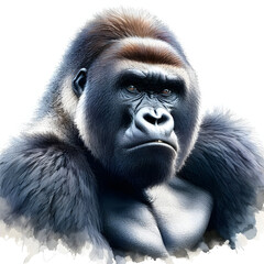 Fototapeta premium 흰 배경, 서부로랜드고릴라, 수채화 (white background, Western lowland gorilla, water colour)