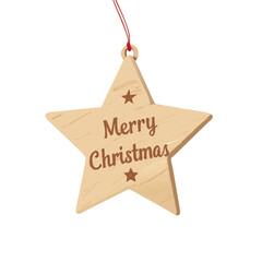 Wooden "Merry Christmas" Star Ornament