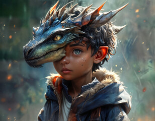 Boy in Dragon Mask - Fantasy Character Concept Art