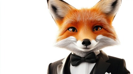 Fototapeta premium A fox is wearing a suit and tie and smiling