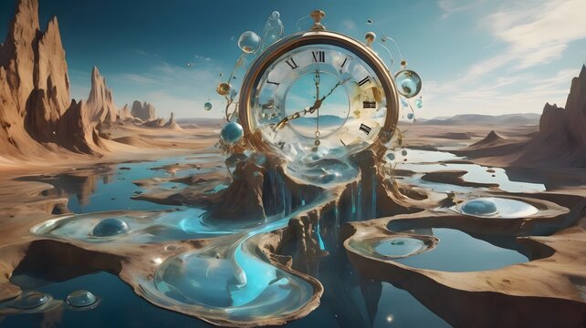Melting clock as a symbol of time, change, life
