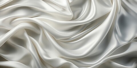 Fototapeta premium Abstract Draped White Satin Fabric, Soft and Flowing, Creating Elegant and Luxurious Textures