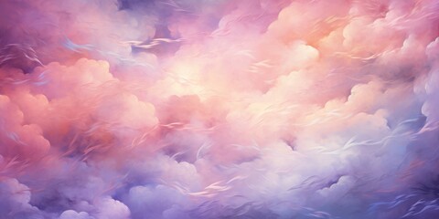 Fototapeta premium Abstract Watercolor Painting of Flowing Clouds in Soft Pink and Lavender Hues
