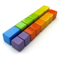 Obraz premium Rainbow blocks in a row on white background