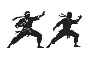 Obraz premium Karate silhouette vector illustration, Karate silhouette vector Bundle 