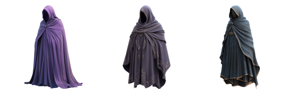 Cloaked Figures Isolated on Transparent Background