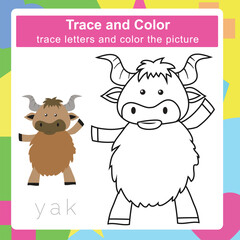 Trace and color. Coloring page for kids. Handwriting practice. Education developing worksheet. Activity page. Game for children. Education for preschool.