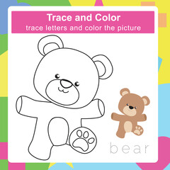 Trace and color. Coloring page for kids. Handwriting practice. Education developing worksheet. Activity page. Game for children. Education for preschool.