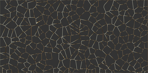 Abstract Broken Stone rough-textured.  Seamless pattern with 3d shapes vector Vintage Black concrete road texture background. Gray Geometric Retro tiles pattern. 