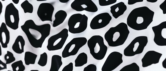 Obraz premium Close-up of abstract, black and white pattern resembling leopard spots creates a bold and stylish visual effect.
