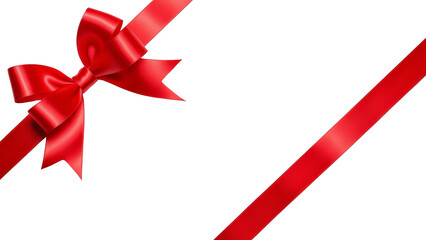 Red bow and ribbon. Realistic holiday decoration