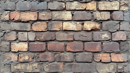 Obraz premium Weathered Brick Wall with Irregular Mortar Joints