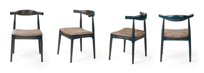 dining chair different angle isolated on white background .