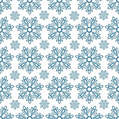 seamless pattern with  blue snowflakes