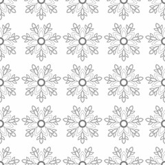 seamless pattern with black line of flowers