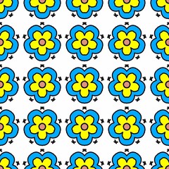  Seamless pattern with flowers on white background