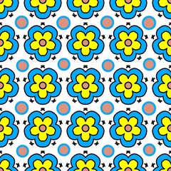 seamless pattern about many colorful flowers on white background
