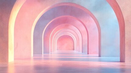 Fototapeta premium Light pink purple and blue abstract hall spacious and empty 3d rendering