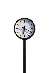 black and white clock isolated on white background. This has clipping path