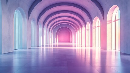 Obraz premium Light pink purple and blue spacious hall abstract empty 3d render