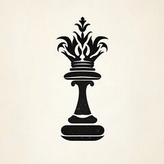 Fototapeta premium A black and white silhouette of a chess queen with an ornate crown.
