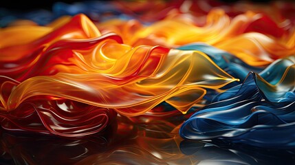 Obraz premium Production of multi-colored thin fabrics. 