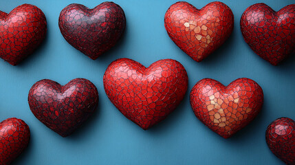 Obraz premium Festive Valentine's Day background adorned with vibrant red decorative hearts